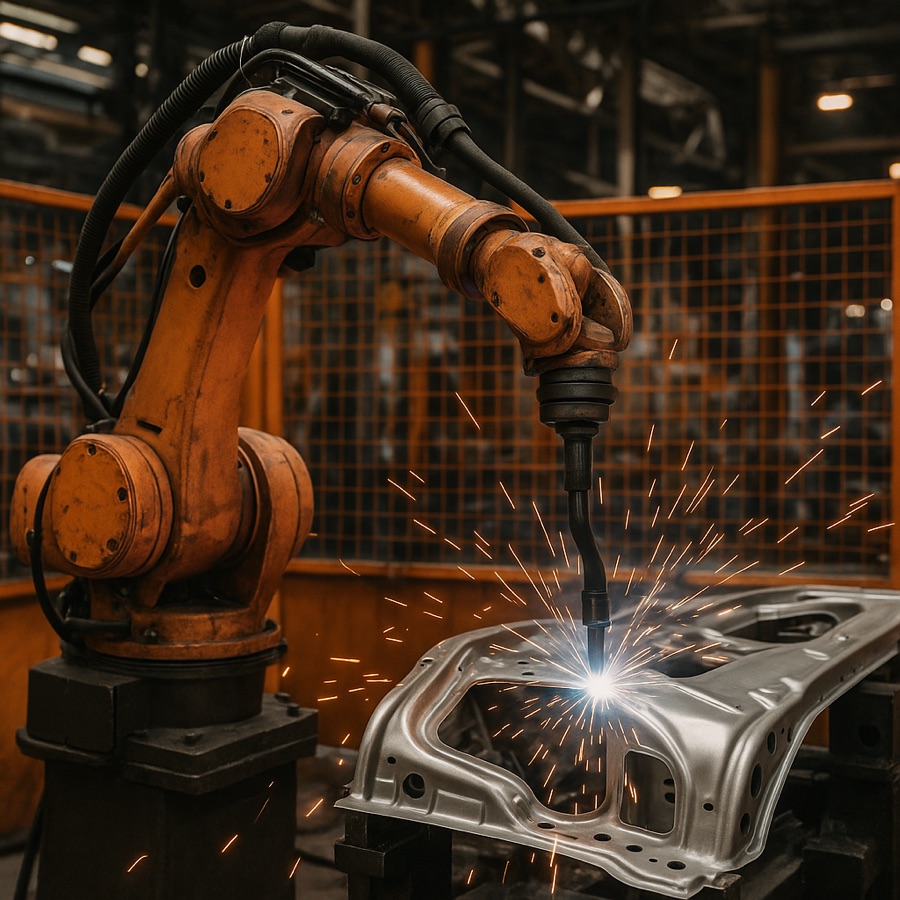Een industriële robotarm