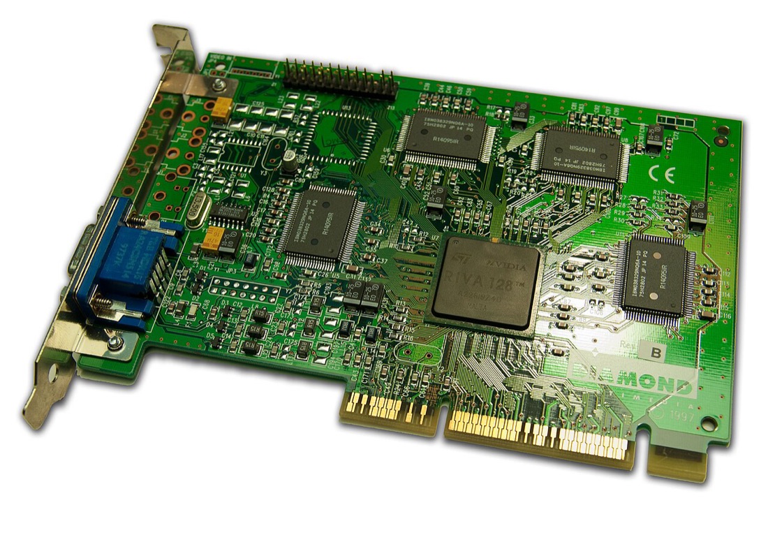 Een grafische kaart uit 1997 met de Nvidia RIVA 128