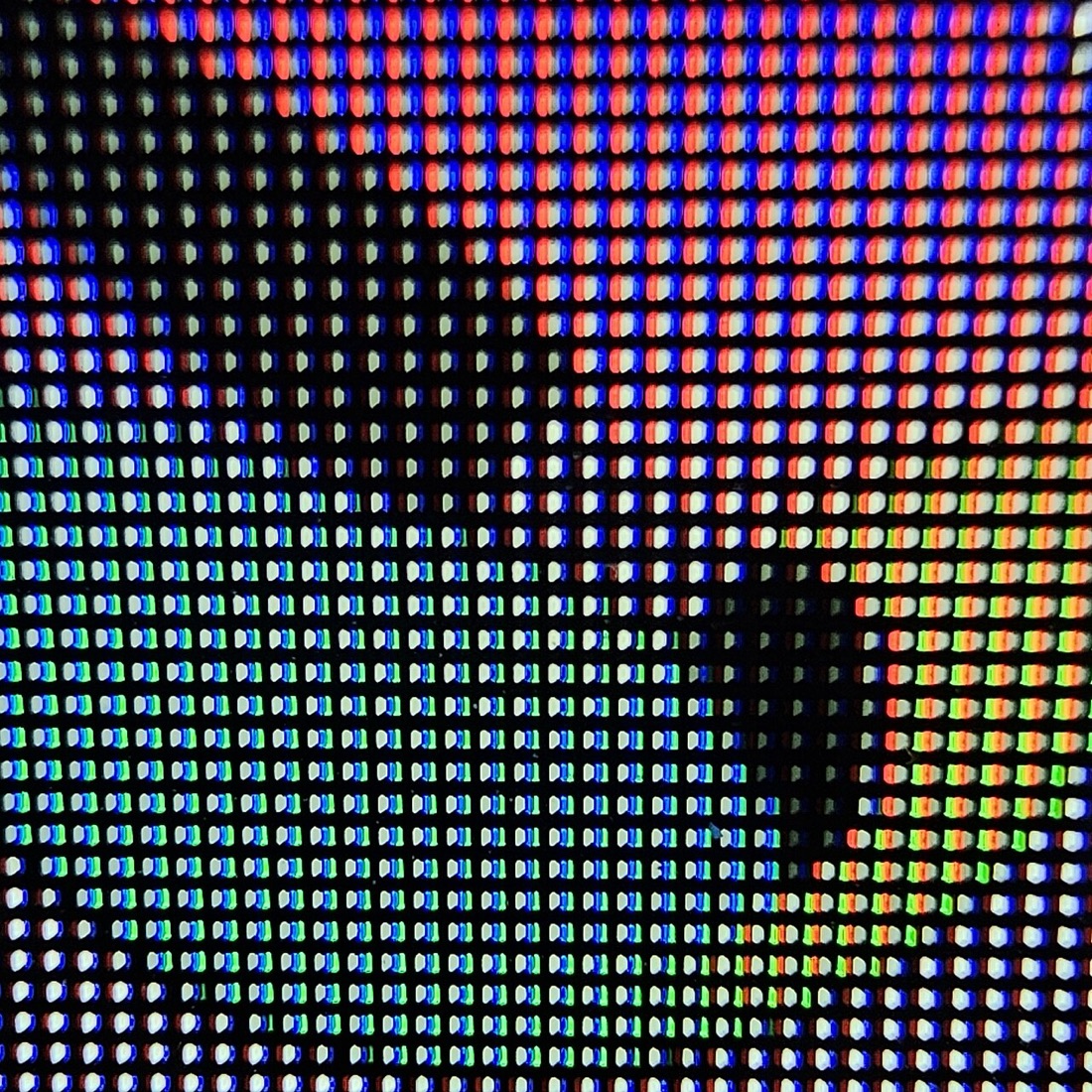 Subpixels van een OLED-scherm, sterk vergroot